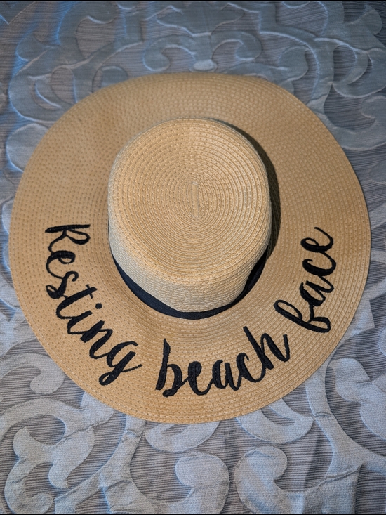 Cc Exclusives Accessories - Resting Beach Face Wide Brim Straw Sun Hat